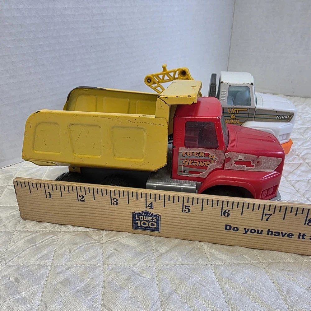 2 Vintage Nylint Trucks Rock & Gravel Dump Truck And Lift & Haul Tow Truck